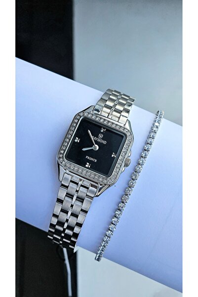 Raymond Rym-213060 Square Women's Watch Silver-Black
