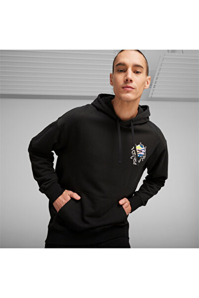 Puma هودي رجالي برسومات داون تاون - أسود