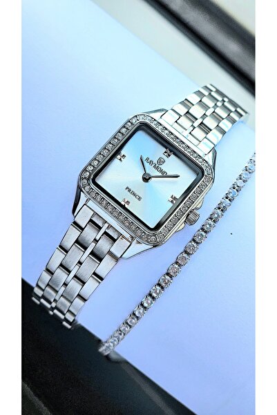 Raymond RYM-213060 KARE KADIN KOL SAATİ GÜMÜŞ-BEYAZ