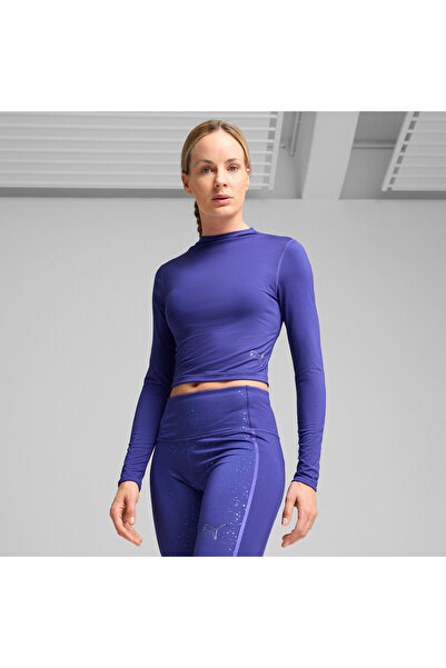Puma Womens INTERGALACTIC Long Sleeve Crop Top - Blue