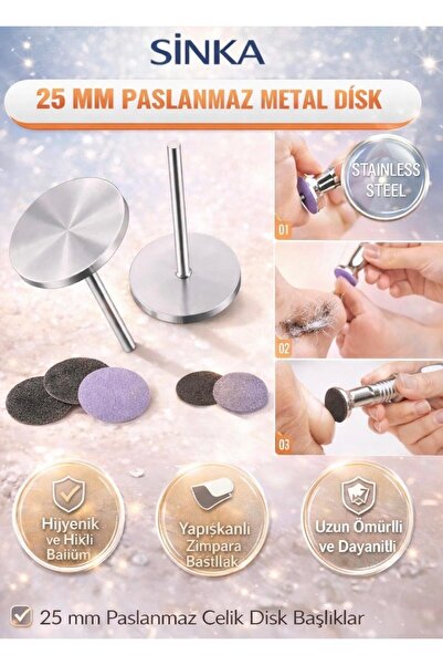 SİNKA Pododisk Başlık Metal Disk Freze Başlık Pedikür Topuk Tırnak Pro 25 Mm ...