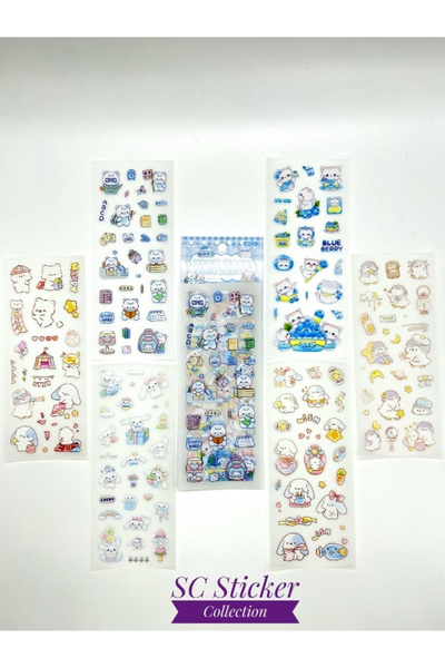 SC Sticker Collection Kawaii Uyku ve Okul Temalı 6 Yaprak 149 Adet Sticker Se...