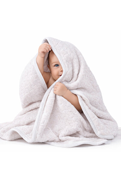 bebegen Ecru Star Embossed Thick Plush Blanket 100*120 Cm