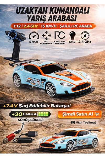 kosetoys Uzaktan Kumandalı Araba Yarış Rally Full Fonksiyon Şarj Edilebilir 3...