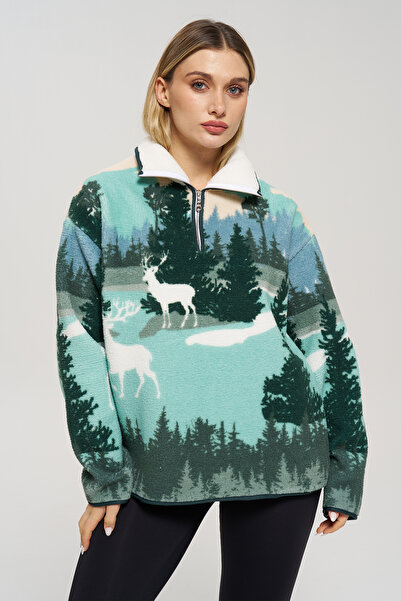 VeniLife Yarım Fermuarlı Oversize Peluş Sweatshirt