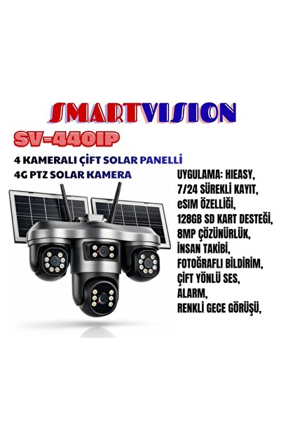 SmartVision 4 Kameralı Solar PTZ 4G AOV Yapay Zeka Destekli Akıllı Kamera