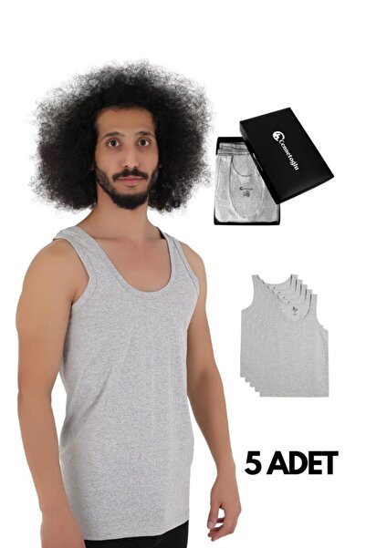 CENNETOĞLU 5 Pieces Men's Combed Cotton Undershirt Economic Package