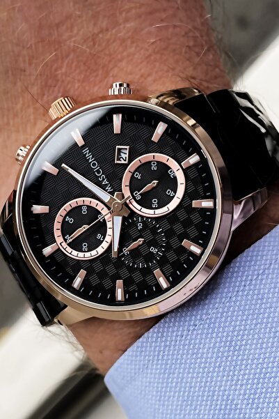 mascionni Erkek Kol Saati 3 Atm Su Geçirmez Siyah Renk Çelik Kordon