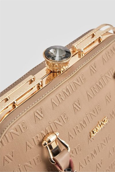 Armine Geantă de mână și de umăr pentru damă, premium, laser, culoare nurcă, 339