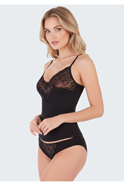 LUW 8670 Μαύρο Χρώμα 2 τεμαχίων Αθλητικό Δαντελένιο Σετ