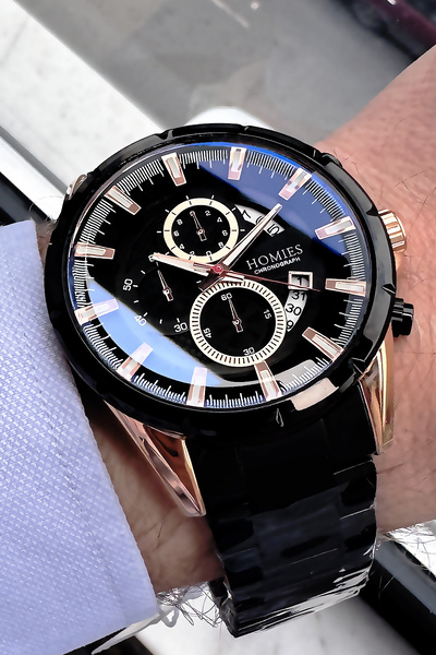 Homies Erkek Kol Saati 3 Atm Su Geçirmez Siyah Renk Çelik Kordon Hms2836c2