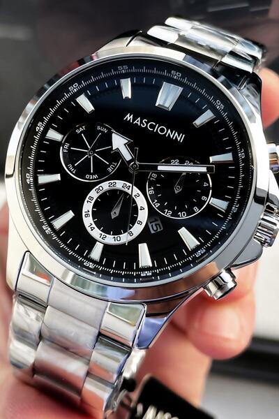 mascionni Erkek Kol Saati 3 Atm Su Geçirmez Gümüş Renk Çelik Kordon + Doğalta...