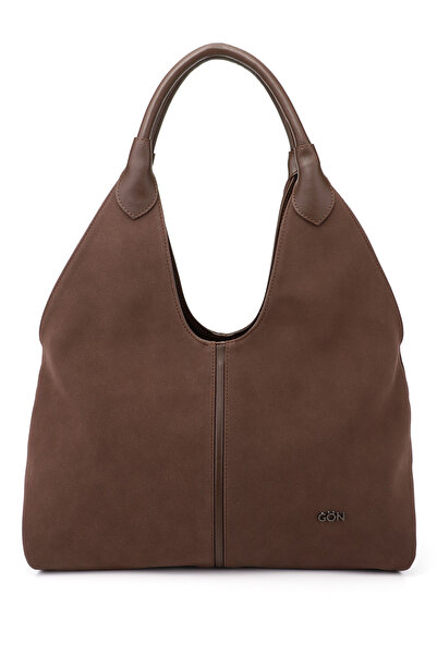 GÖNDERİ(R) Geantă de umăr maro din piele intoarsa pentru femei