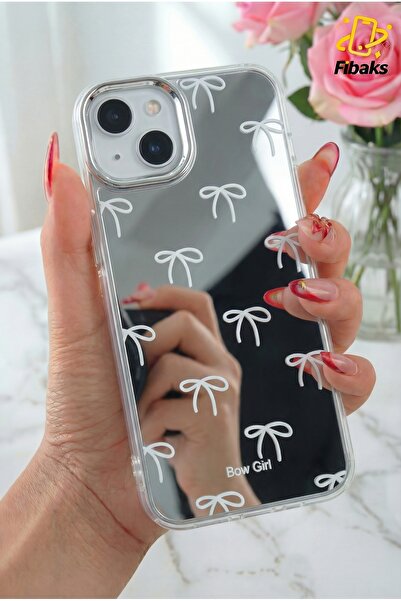 Fibaks iPhone 13 - 14 - 15 Compatible Case Mirrored Bow Girl Bow Pattern Shoc...