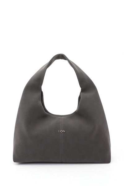 GÖNDERİ(R) حقيبة يد وكتف نسائية من جلد الغزال باللون الرمادي