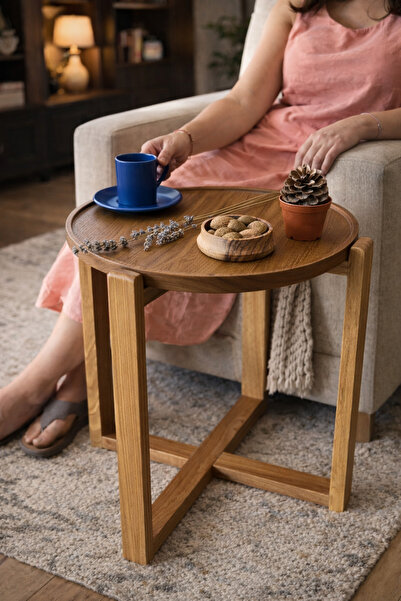 Naturi Nova Natural Özel Tasarım Yan Sehpa, Masif Sehpa, Ahşap Sehpa, Bahçe S...