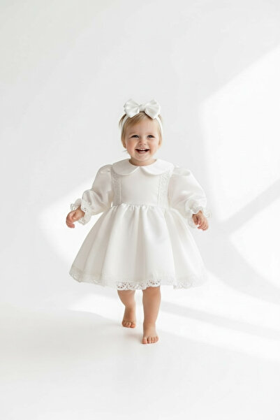 Hobidik طقم فستان ميفلوت للأطفال البنات بياقة بيضاء من الدانتيل