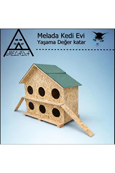 MELADA Kedi Evi Dış Ortam Uygun Ahşap Kedi Evi OSB 100X95X50 cm