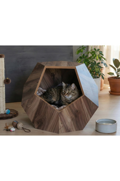 thecavehome Kedi mağarası / Geometrik kedi yatağı - El yapımı onbir yüzlü ked...