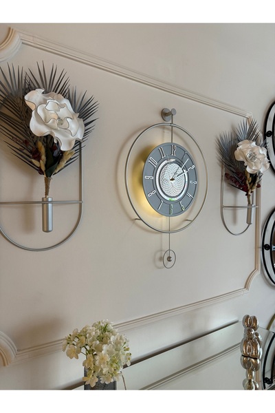 MetaQuartz Aksesuar Gümüş - Çark Pırlanta - Gerçek Metal - Tamper Camlı Duvar...