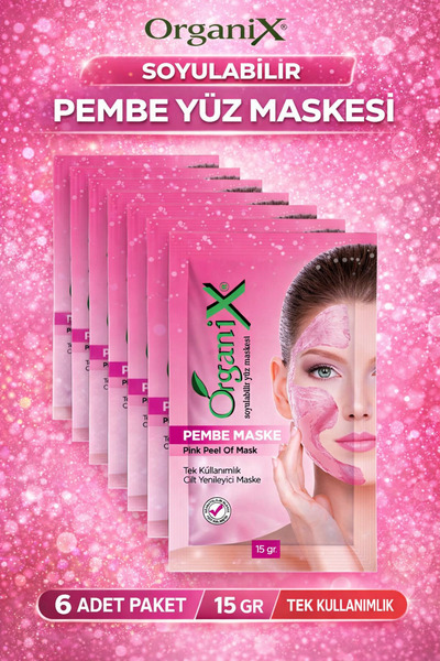 Organix Tek Kullanımlık Pembe Soyulabilir Yüz Maskesi - Derinlemesine Temizli...