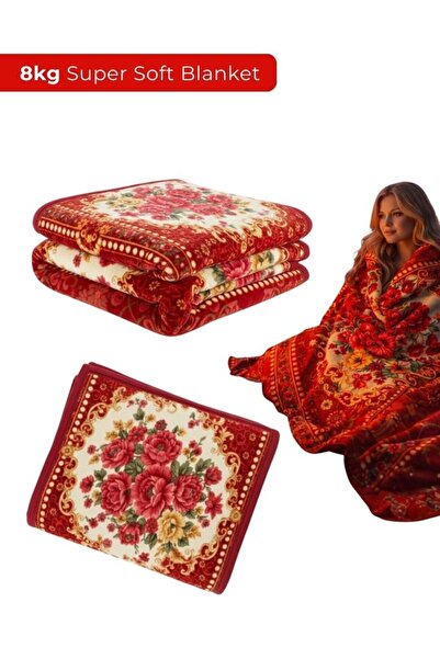 Premium Luxury 8KG Super Soft Red Floral Blanket