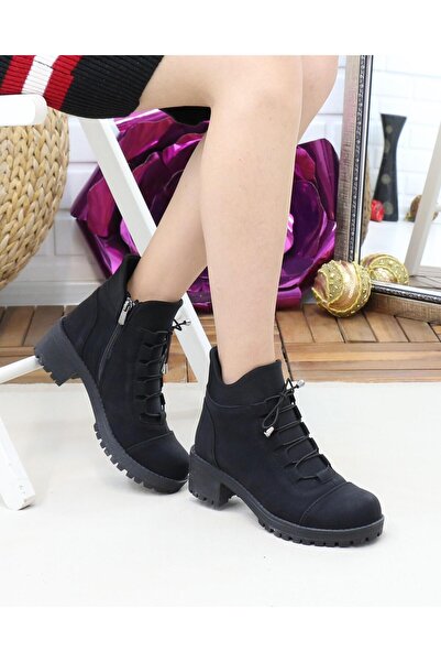 Nesil Shoes Sdf 051 Crne smaragdne zimske čizme sa rastegljivim gornjim dijel...