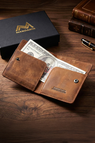 TESBİHCİBABA Mandarin | Full Grain Tokyo Чоловічий шкіряний гаманець для карток