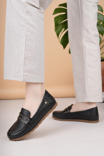 Mammamia D25YA 3590 Чорні жіночі туфлі з натуральної шкіри