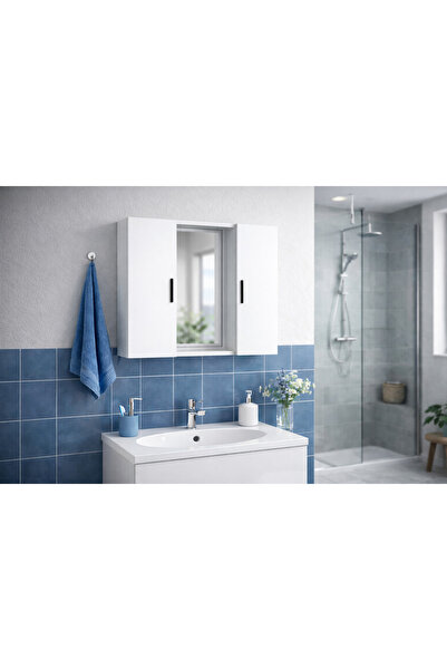 Alesta Life 2 Kapaklı Beyaz Aynalı Banyo Dolabı