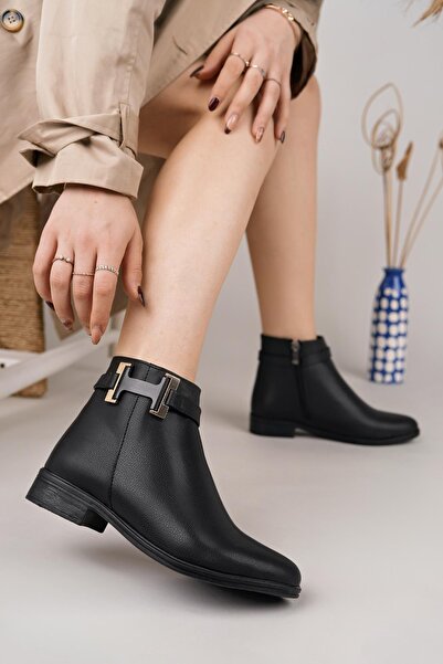 Nesil Shoes حذاء نسائي يومي بسحاب أسود من Sdf 082