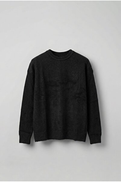 ablukaonline Ανδρικό πουλόβερ oversized με απαλή υφή μαύρο