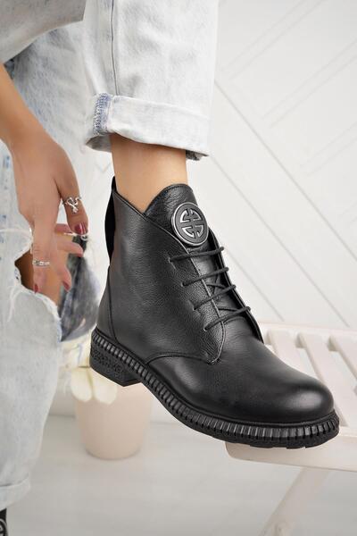 Castle Black 20915-1 Чорні жіночі черевики з натуральної шкіри на блискавці