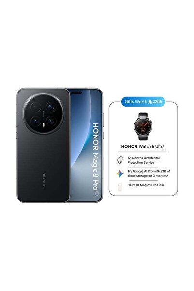 HONOR Magic 8 Pro Dual SIM 5G Black 12GB RAM 512GB with Watch5 Ultra - Middle East Version