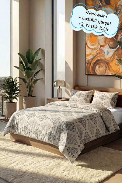 Arte Cotone Set Premium |   Set de lenjerie de pat cu cearșaf elastic |   Cuplu