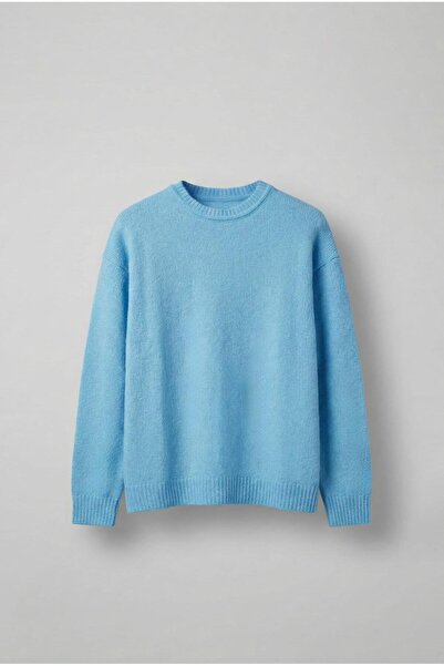 ablukaonline سترة رجالية قصة فضفاضة ذات ملمس ناعم باللون الأزرق الفاتح