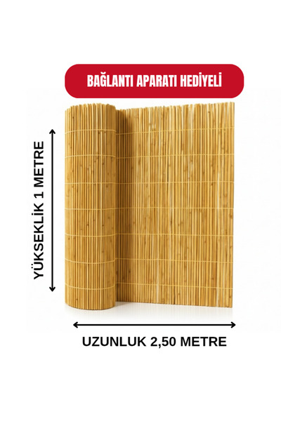 AYGHOME 1 X 2,50 Metre Doğal Hasır Kamış Balkon Çiti Bahçe Çiti Gölgelik Dekorasyon