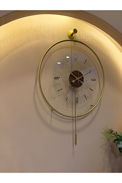 MetaQuartz Aksesuar Masif - Luxry Şefaf (TAMPERLİ KIRILMAZ CAM) - (50 ÇAP)- Quartz Mekanizma - Metal Duvar Saati