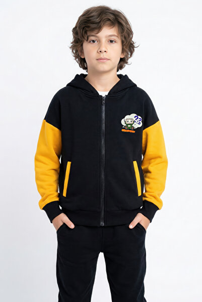 Kyron Boy's Multi-Colored Hooded College Jacket – Sporty Style Zippered Casua...