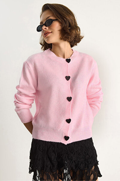 Bianco Lucci Women's Heart Buttoned Knitwear Cardigan 241075 60261233