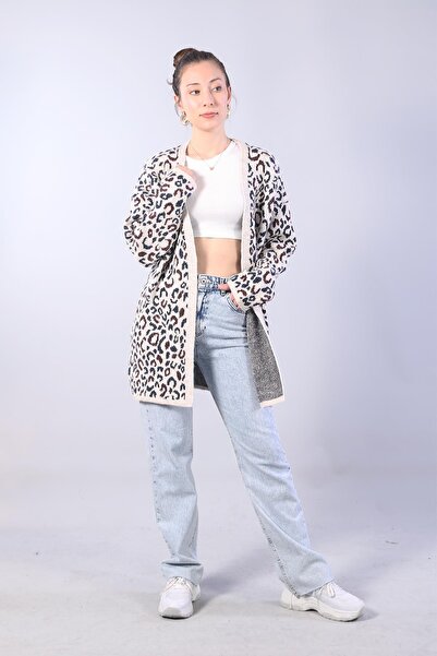 Mckanzie 01934 Colorful Leopard Buttonless Cardigan