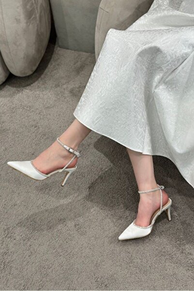 MARCATELLI Saten Scarlet Mini Topuklu Gelin Ayakkabısı