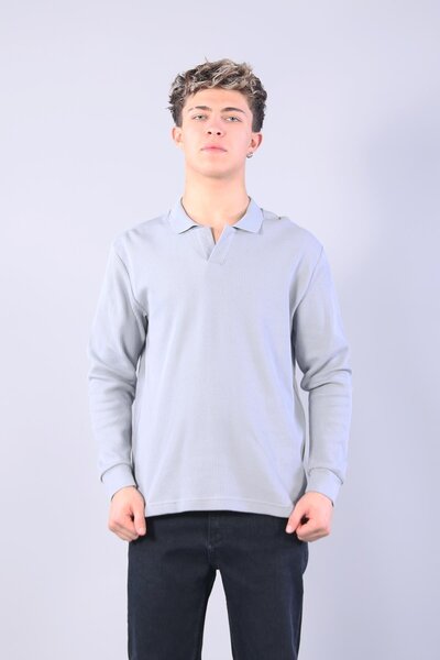 Mckanzie 5764 tricotaj cu striații Hanorac Ribana fără nasturi cu guler polo