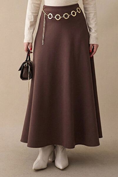 InStyle Fusta scuba maro amar cu talie elastică