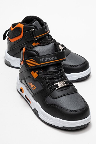CCWAY AYAKKABI Pantofi sport pentru copii cu siret cu velcro NEGRU PORTOCALIU