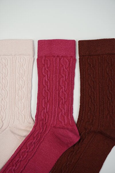 Rumon Бамбукови зимни дебели плетени дамски чорапи, комплект от 3 броя