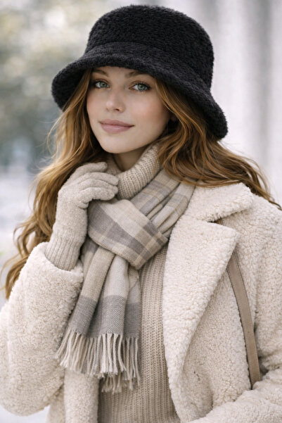 Nacar Kadın Peluş Bucket Şapka - Yeni Sezon Sıcak Tutan Kışlık Şapka