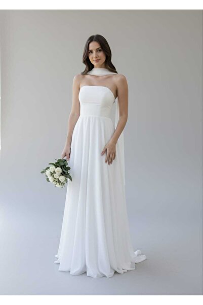 ENDAMIM Wedding Engagement Evening Dress Outerwear Dress Strapless Shawl Deta...