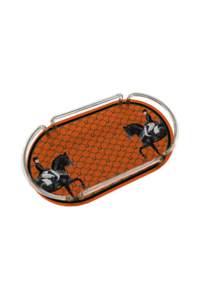 Sivella Equestrian Orange Oval Plexiglass Tray