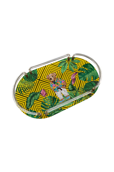 Sivella Summer Yellow Teddy Bear Oval Plexiglass Tray